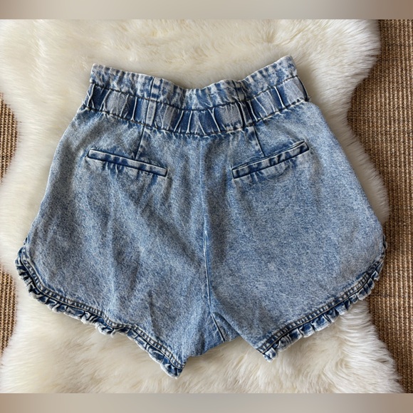 Sea New York Denim Ruffle High Waist Jean Shorts Dax Acid Wash - Picture 11 of 13